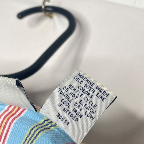 Y2K Striped Sleeveless Blouse XL | Dopamine Preppy Button Down Summer Top - Picture 5 of 7